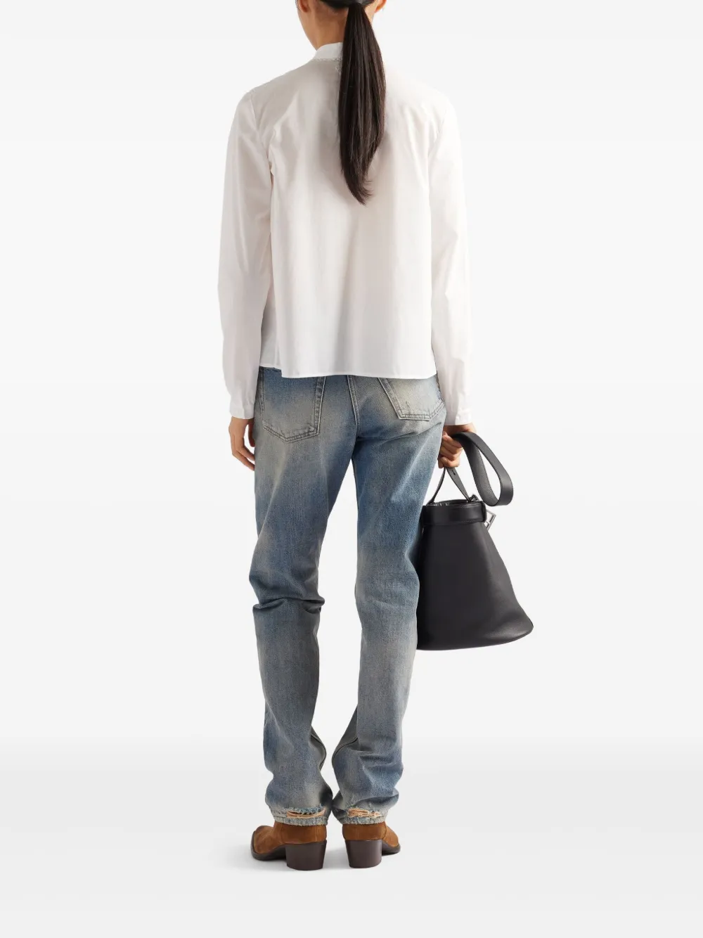 Prada Blouse met bandkraag Wit