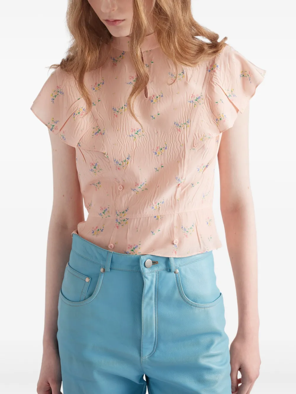 Prada Blouse met bloemenprint Roze