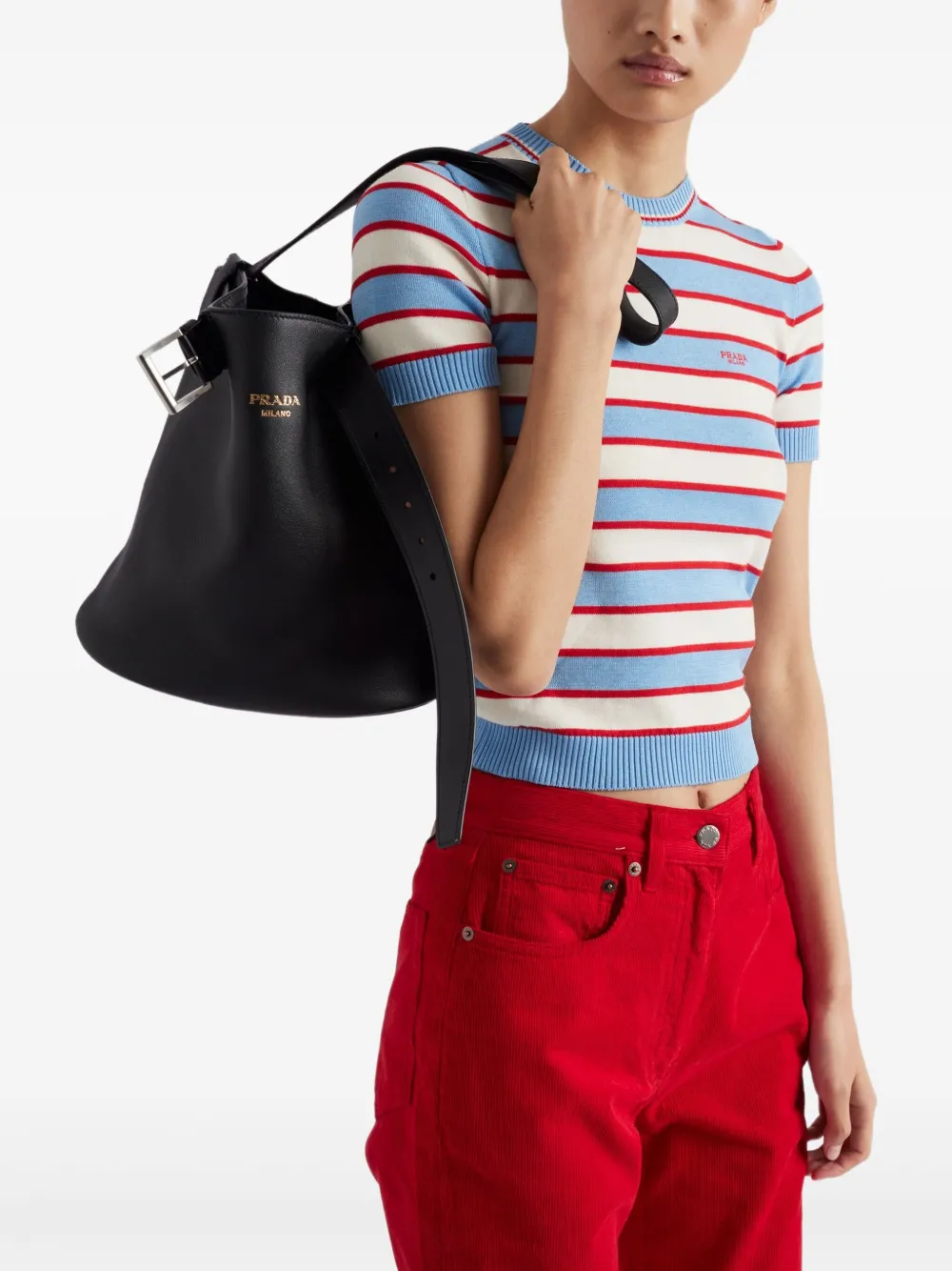 Prada Gebreid T-shirt Blauw