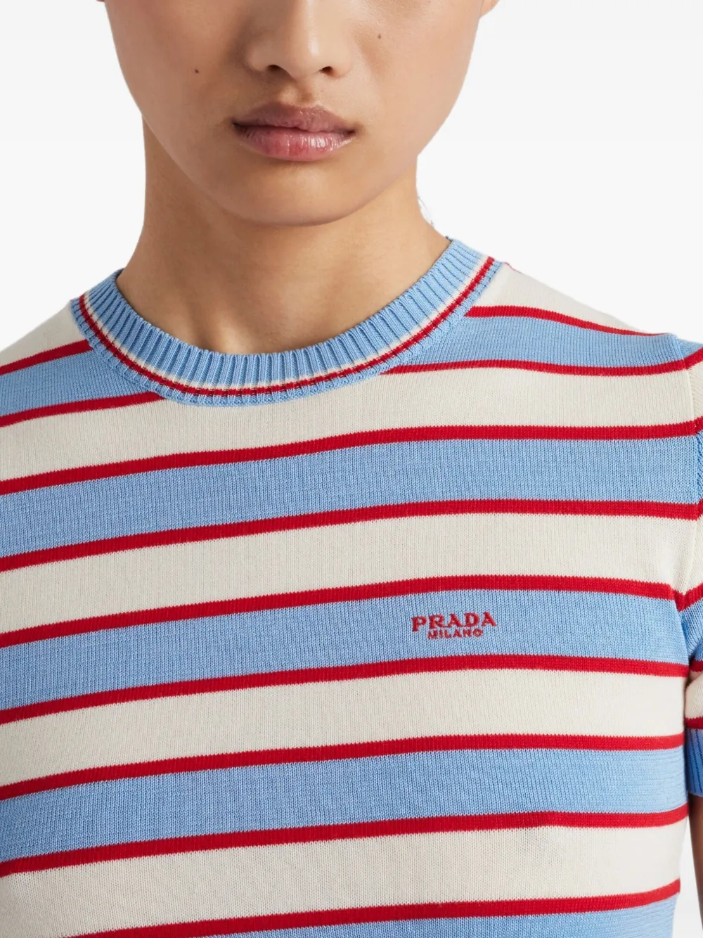 Prada Gebreid T-shirt Blauw