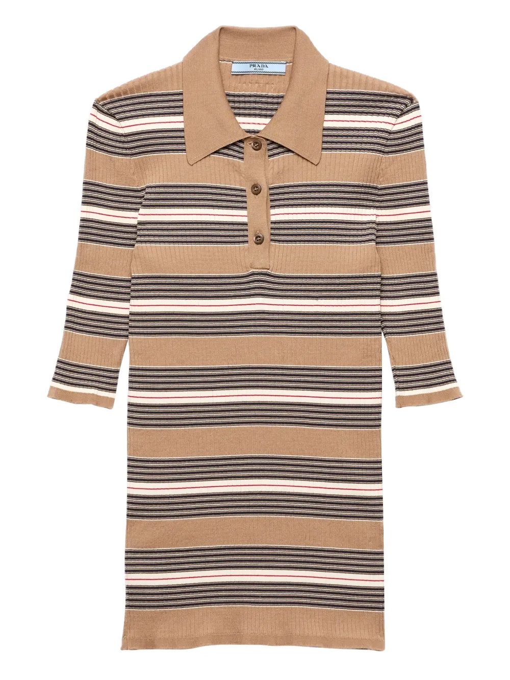 Prada cotton ribbed polo shirt | Neutrals | Image 1