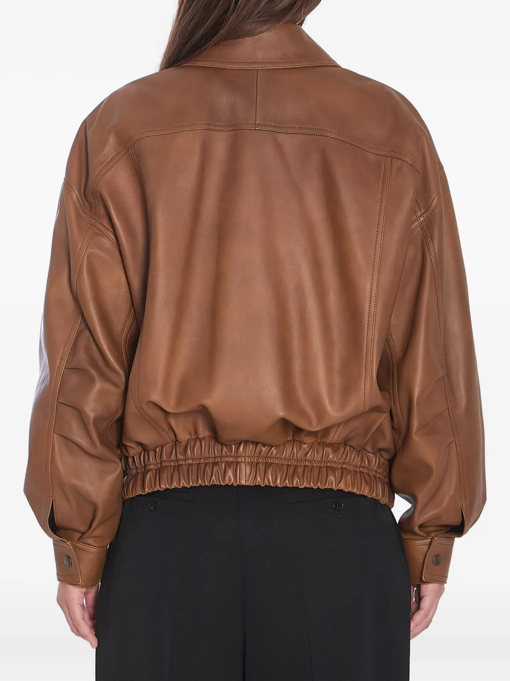 Saint Laurent Leren bomberjack Bruin