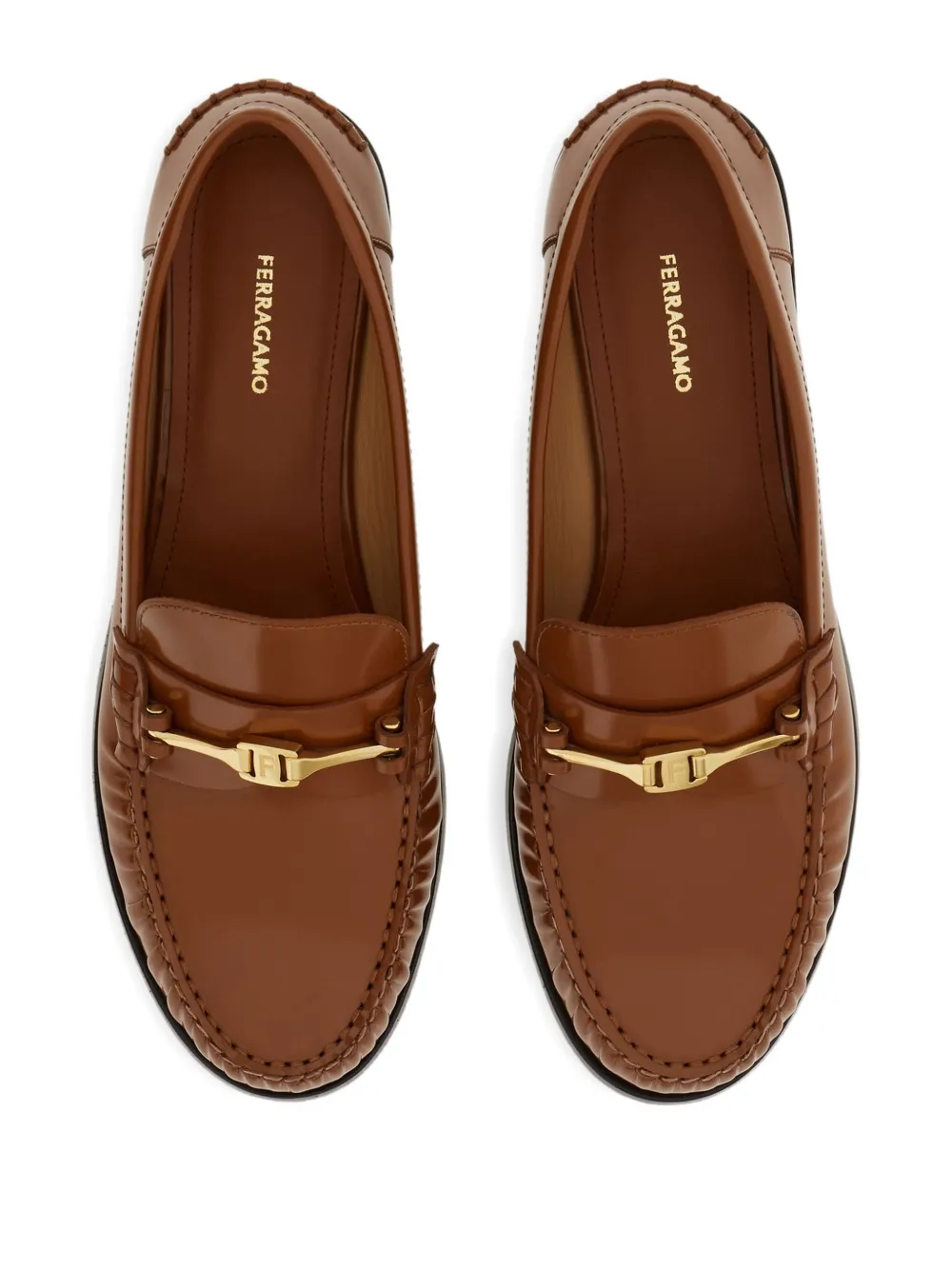 Ferragamo logo-plaque loafers Brown