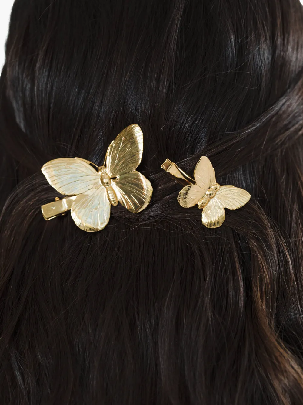 Jennifer Behr Twee Papillon haarspelden Goud