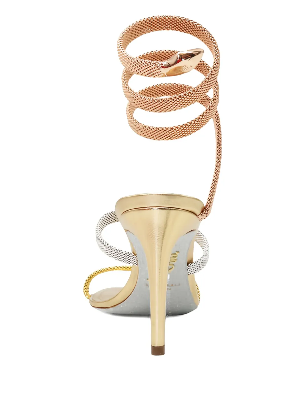 René Caovilla 80mm Trigold Cleo Snake-wrap Sandals In Gold