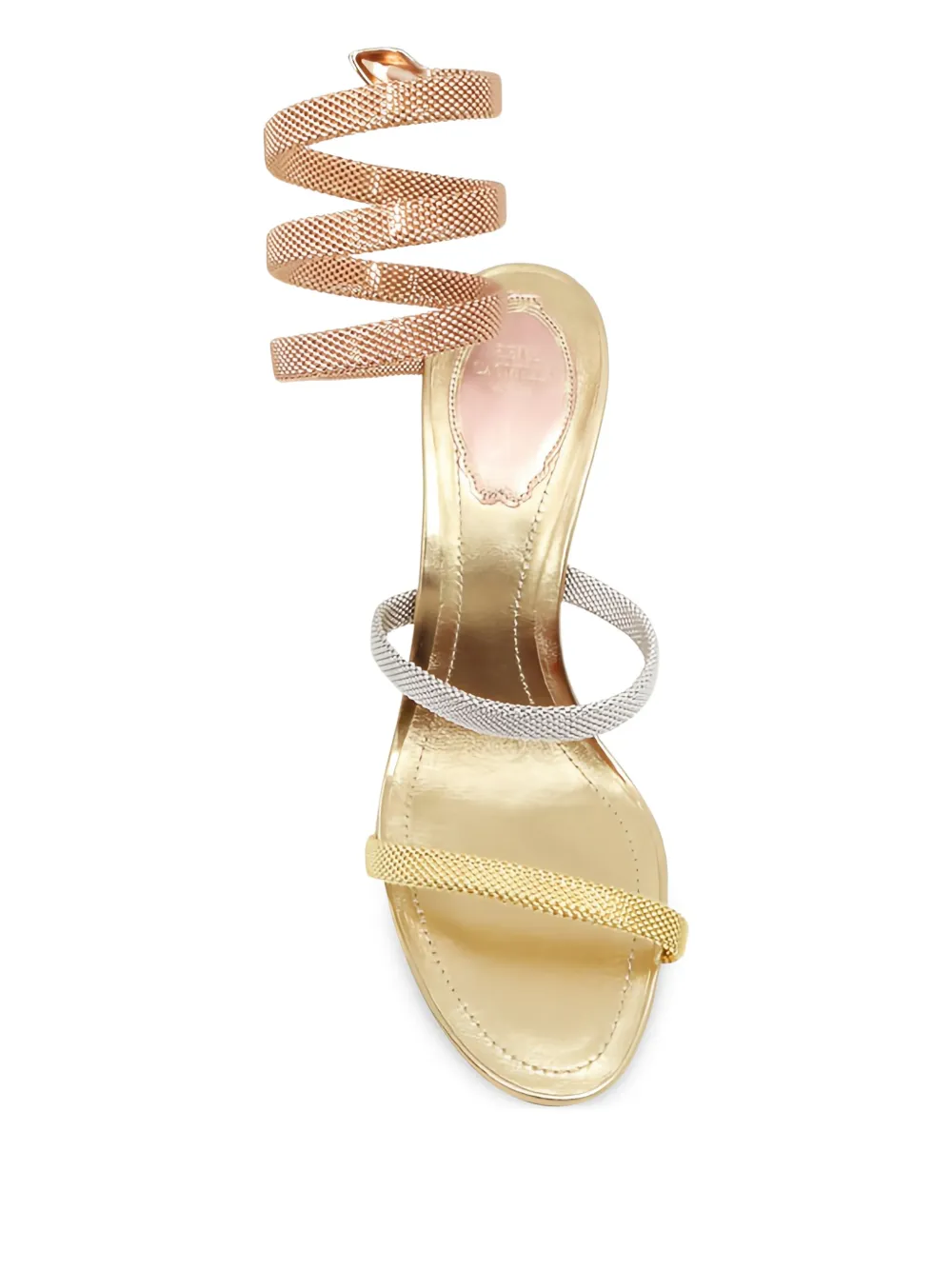 René Caovilla 80 mm Trigold Cleo sandalen met slangen-effect Goud