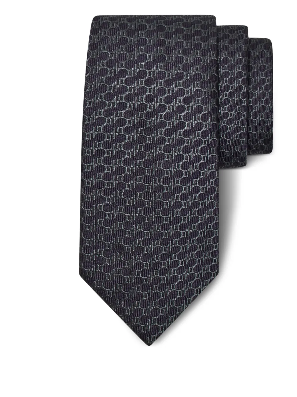 Ferragamo Gravata de seda com padronagem geométrica | Preto | Image 1