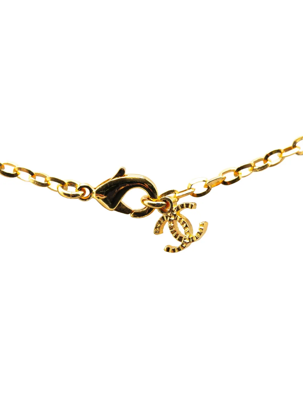 Pre-owned Chanel 2024 Gold Plated Cc Star Rhinestone Pendant Necklace Costume Necklace In 金色