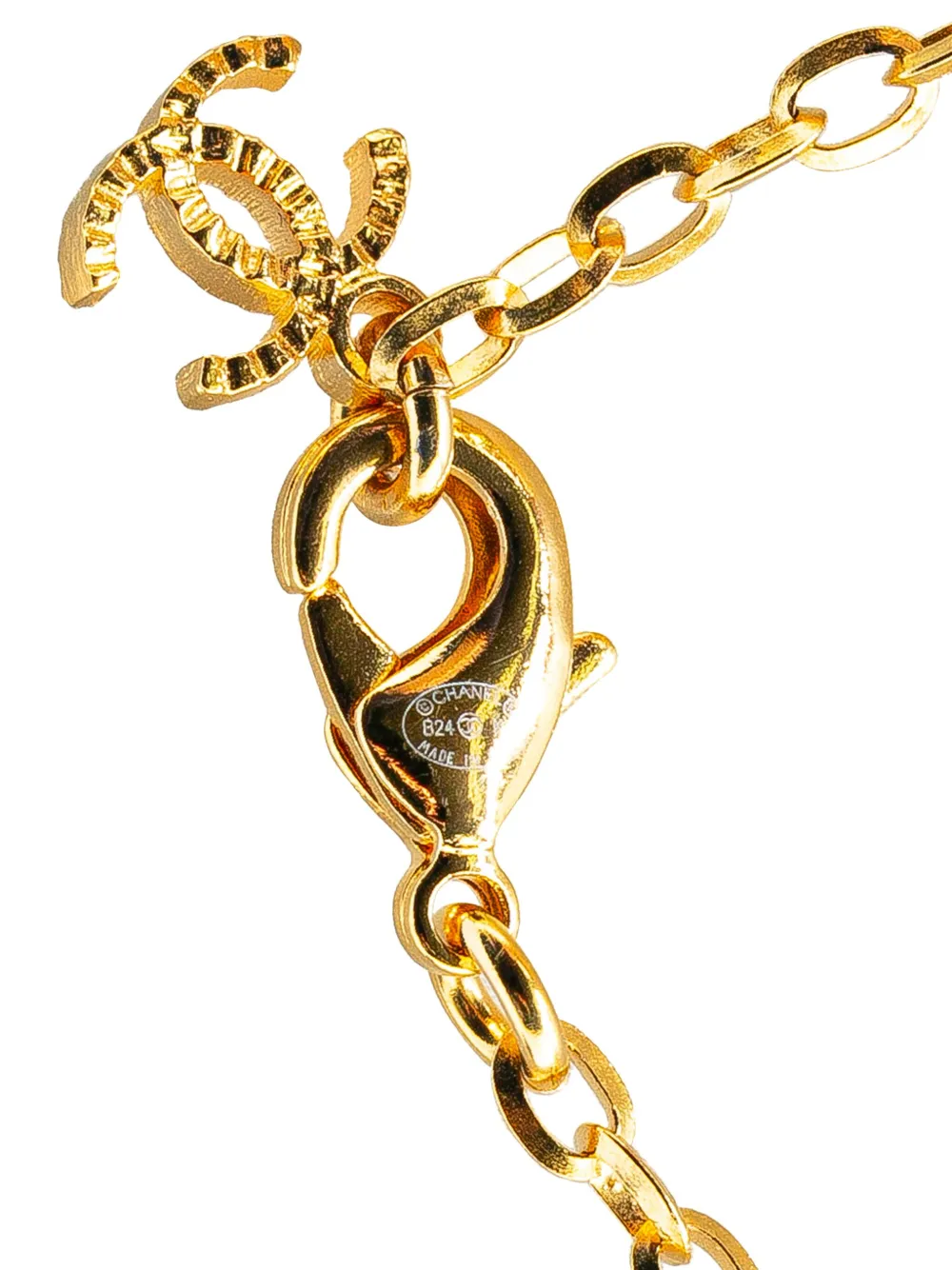 Pre-owned Chanel 2024 Gold Plated Cc Star Rhinestone Pendant Necklace Costume Necklace In 金色