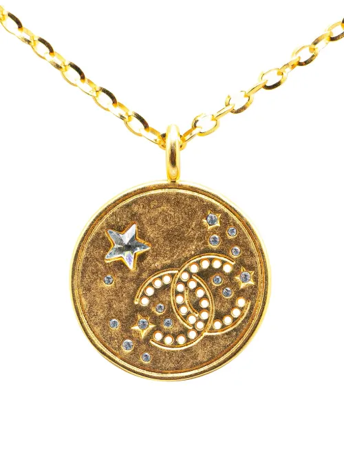 Collier en plaqué à pendentif CC Star à strass (2024) - CHANEL Pre-Owned - Modalova