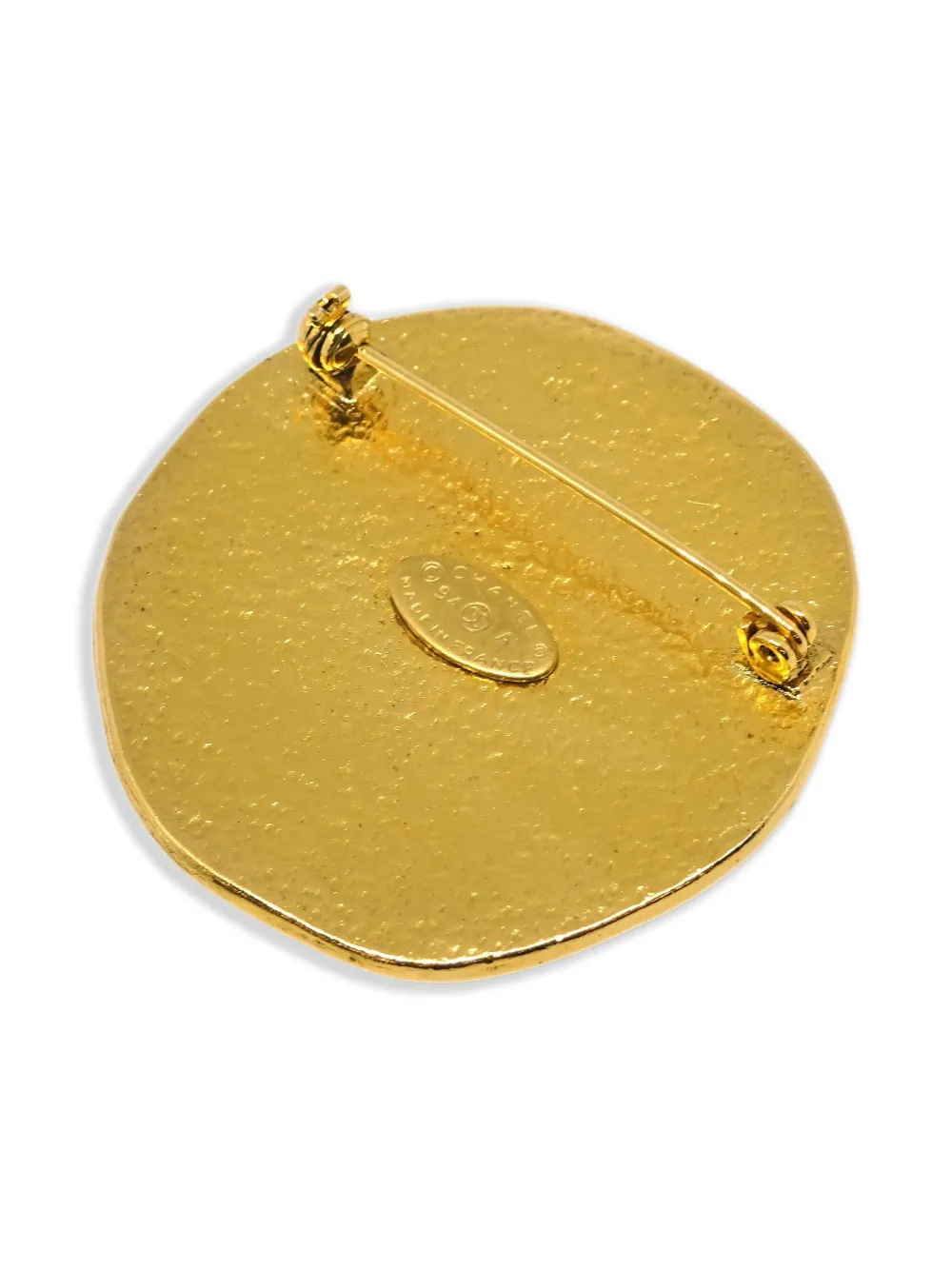 Pre-owned Chanel 1994 Medallion Sun Brooch In Gold