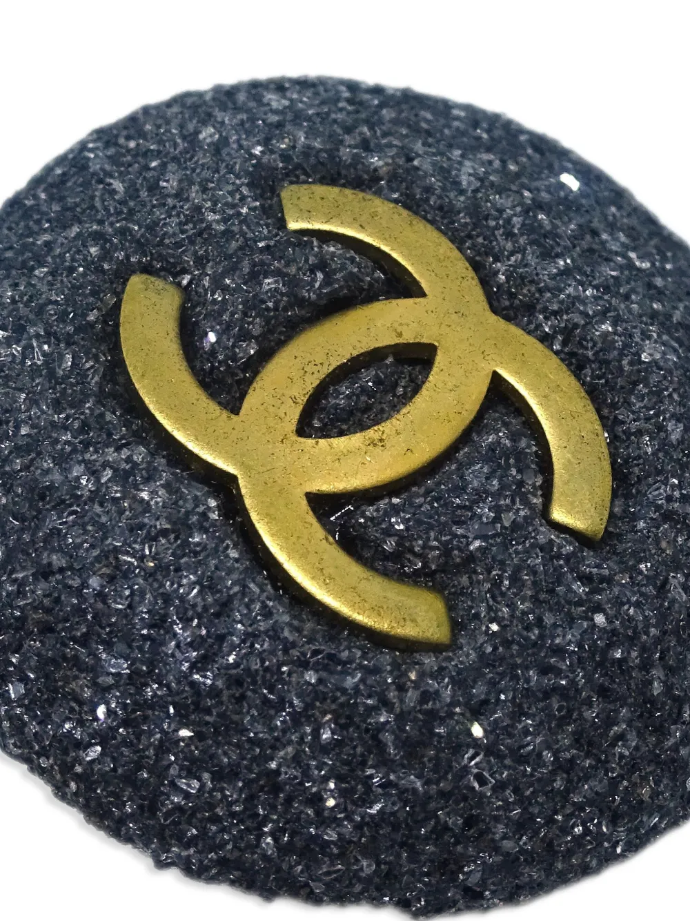 Pre-owned Chanel 1994 Stone Button Earrings In Grey