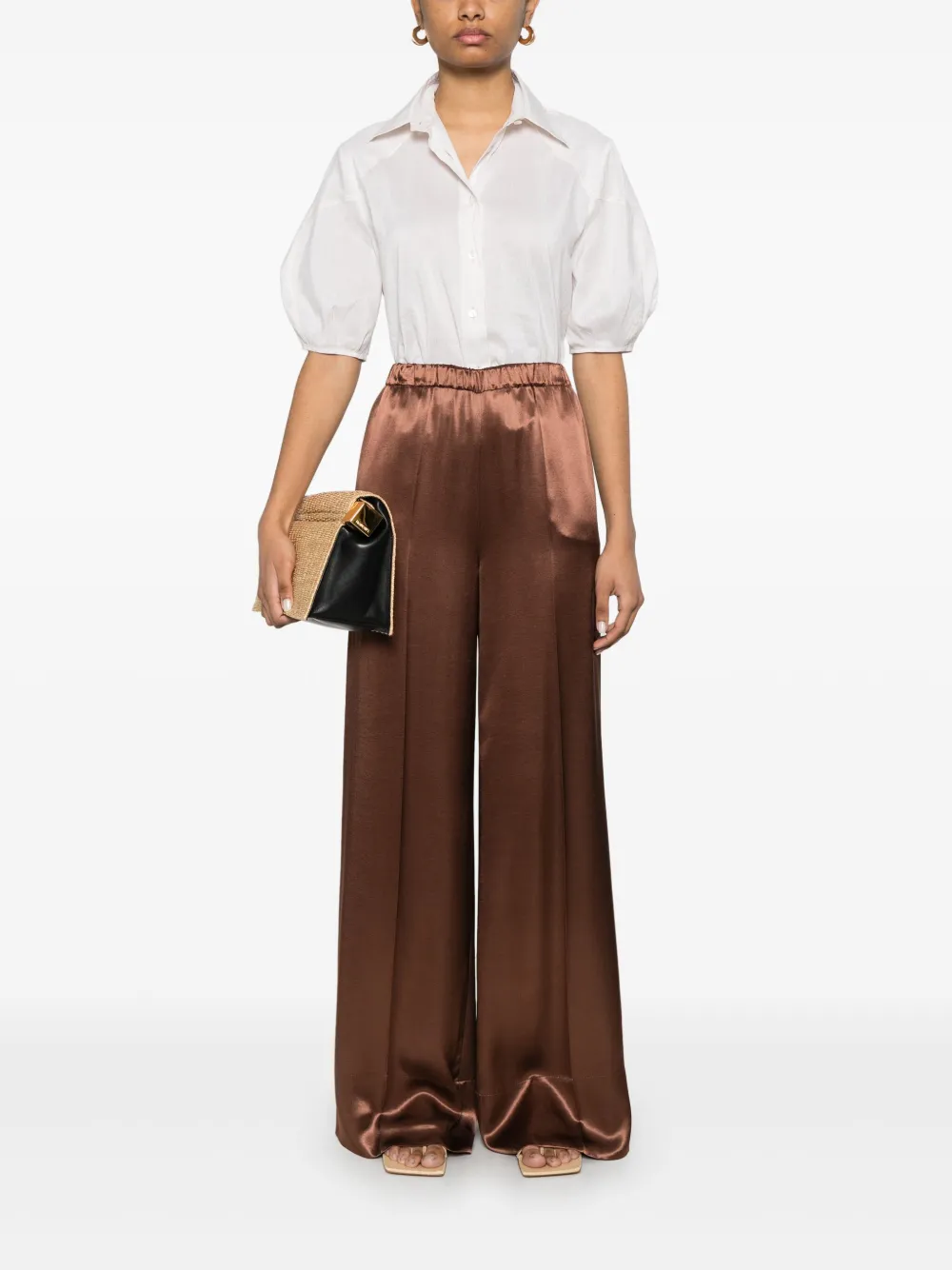 THE NINA STUDIO satin palazzo pants - Bruin