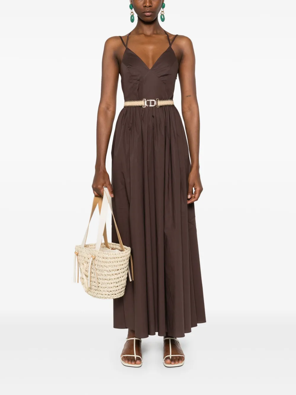TWINSET belted poplin dress - Bruin
