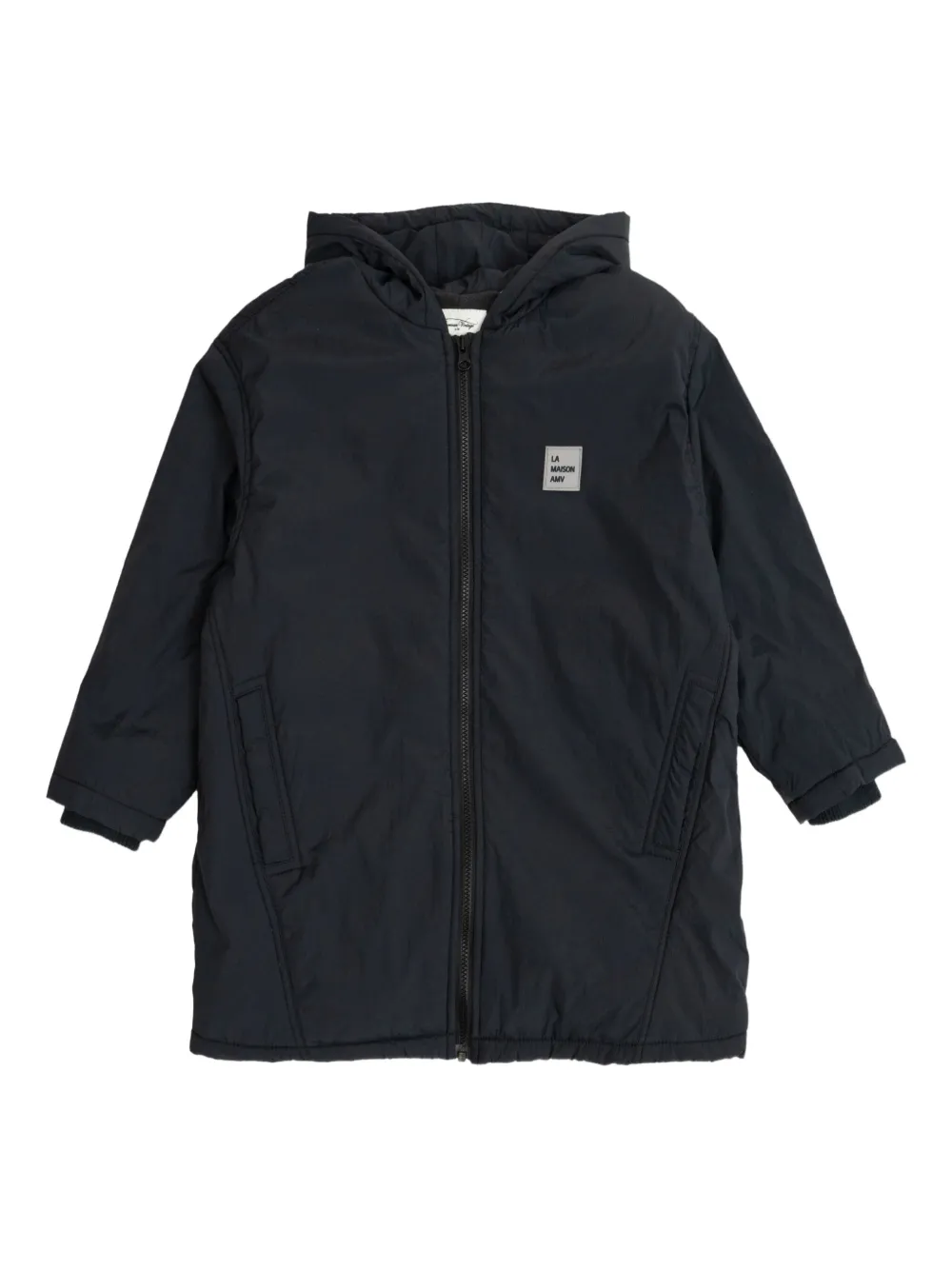 American Vintage Kids Jas met capuchon en logo Zwart