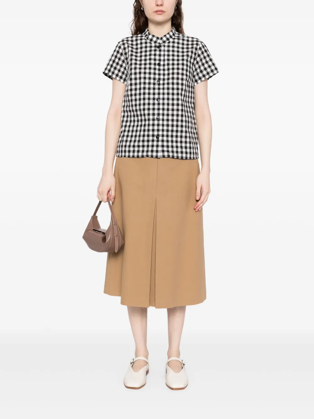 Shop Agnès B. Gingham Pattern Shirt In Black