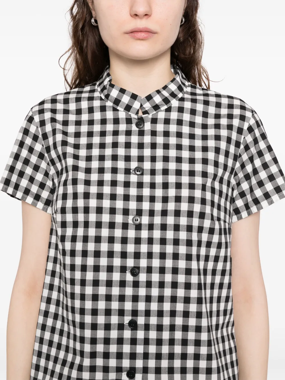 Shop Agnès B. Gingham Pattern Shirt In Black