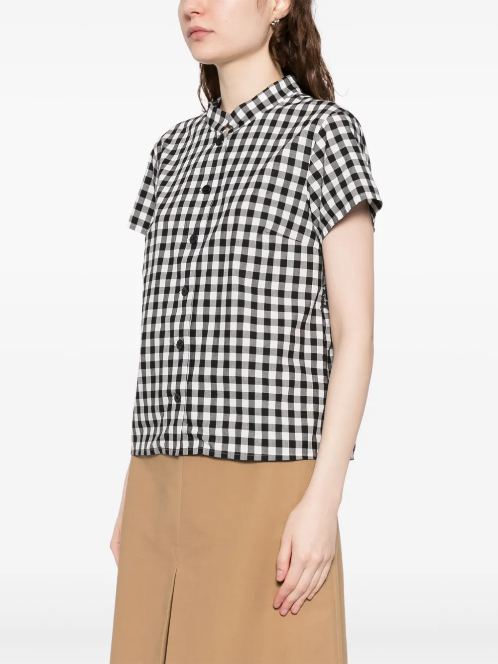 Shop Agnès B. Gingham Pattern Shirt In Black