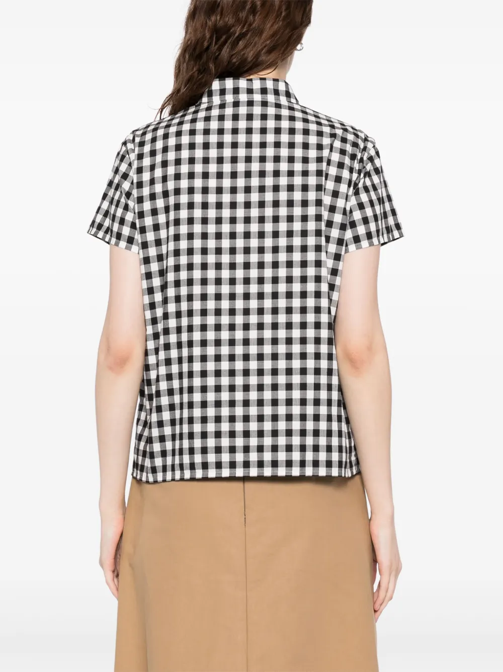 Shop Agnès B. Gingham Pattern Shirt In Black