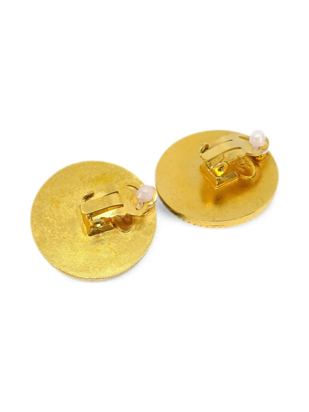 Pre-owned Chanel 1993 Button Clip-on Earrings In Gold