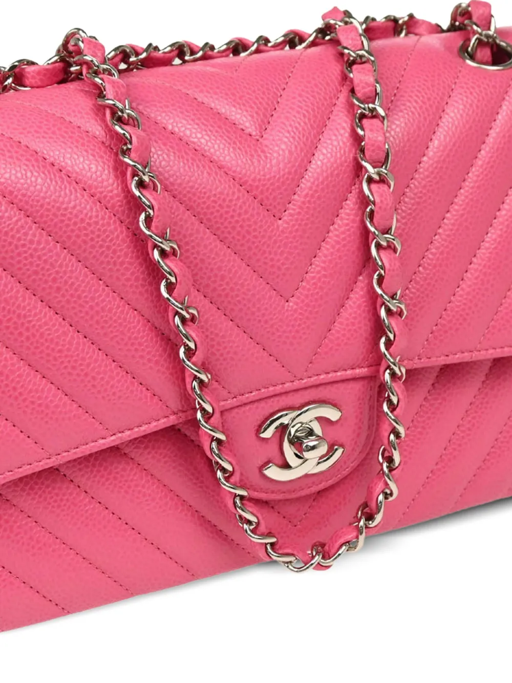 Pre-owned Chanel 2019 Medium Classic Double Flap Shoulder Bag In Pink