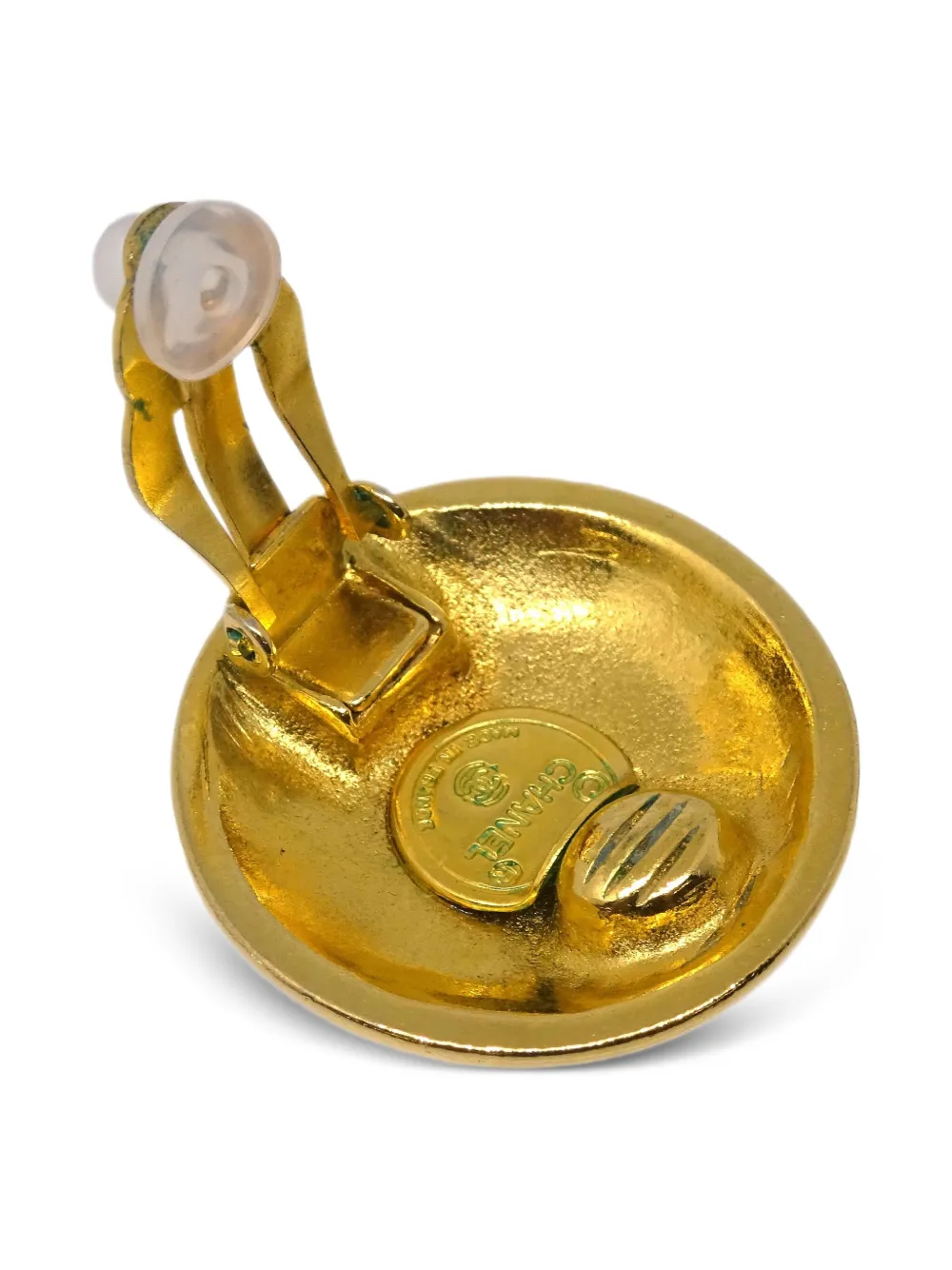 Pre-owned Chanel 1990-2000s Button Earrings In Gold