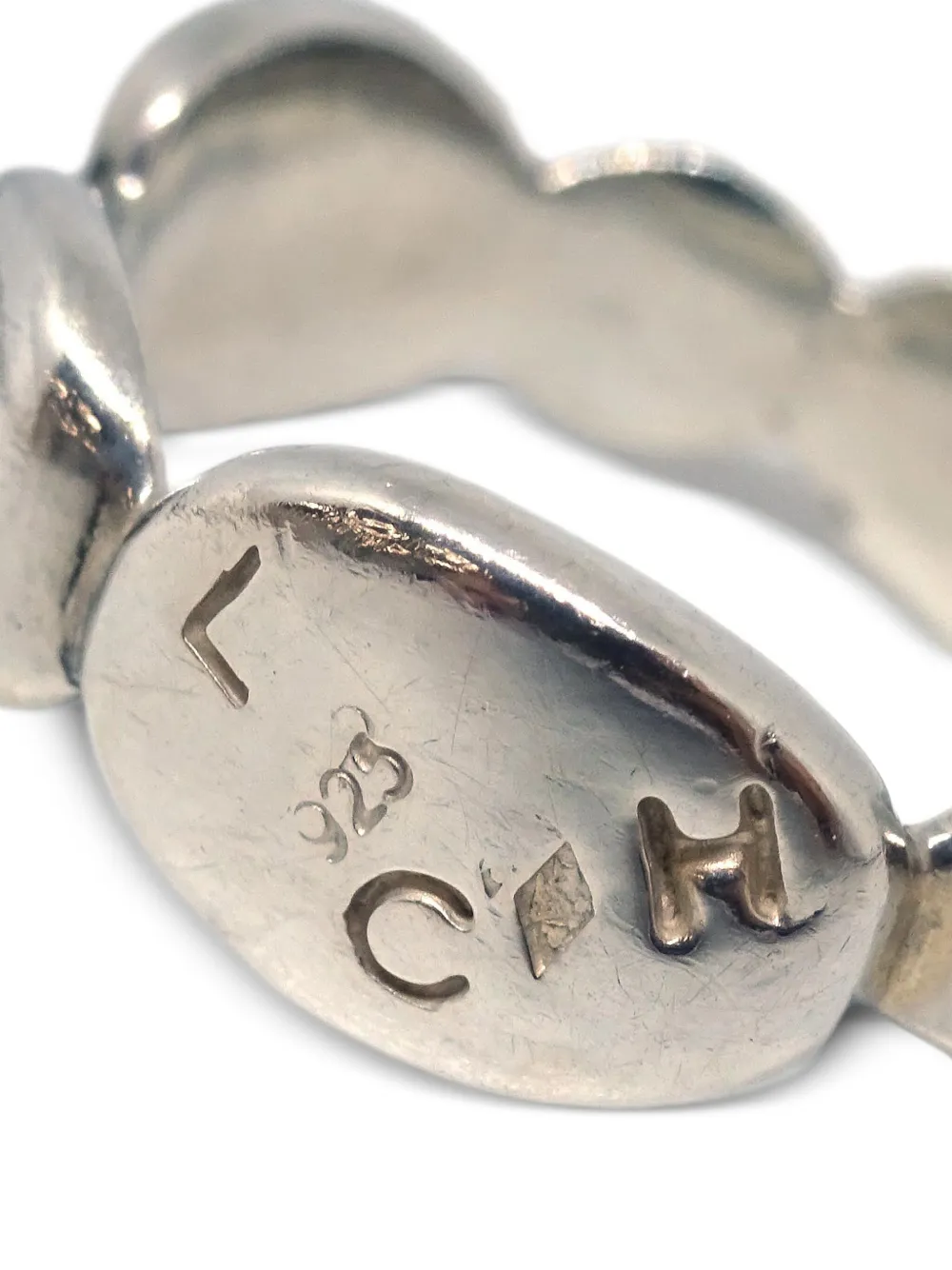 Pre-owned Chanel 1990-2000s Logo-engraved Ring In Silver