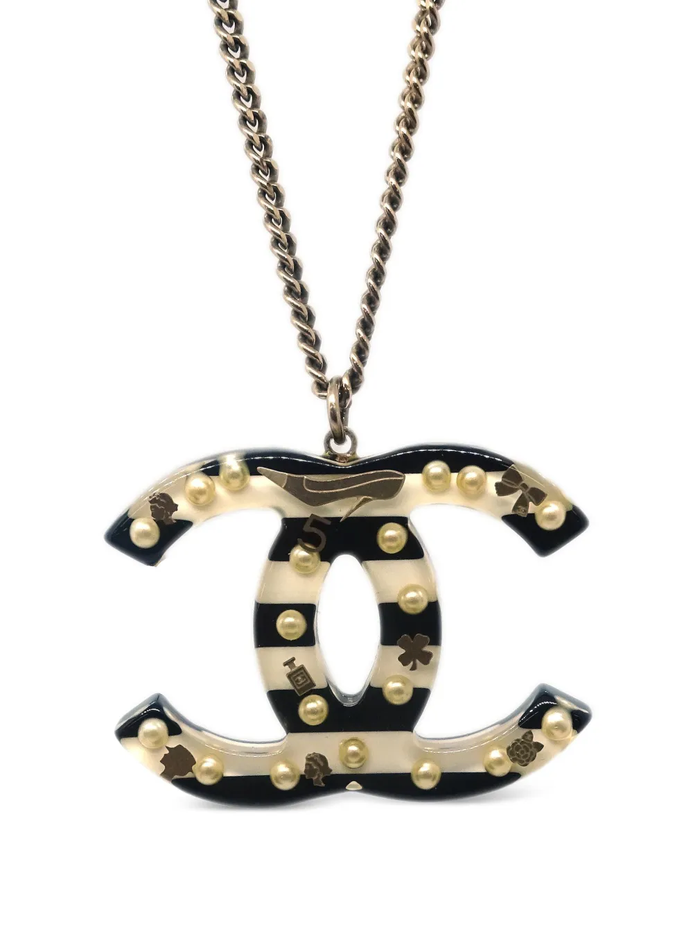 Pre-owned Chanel 2006 Interlocking Cc-pendant Necklace In Silver