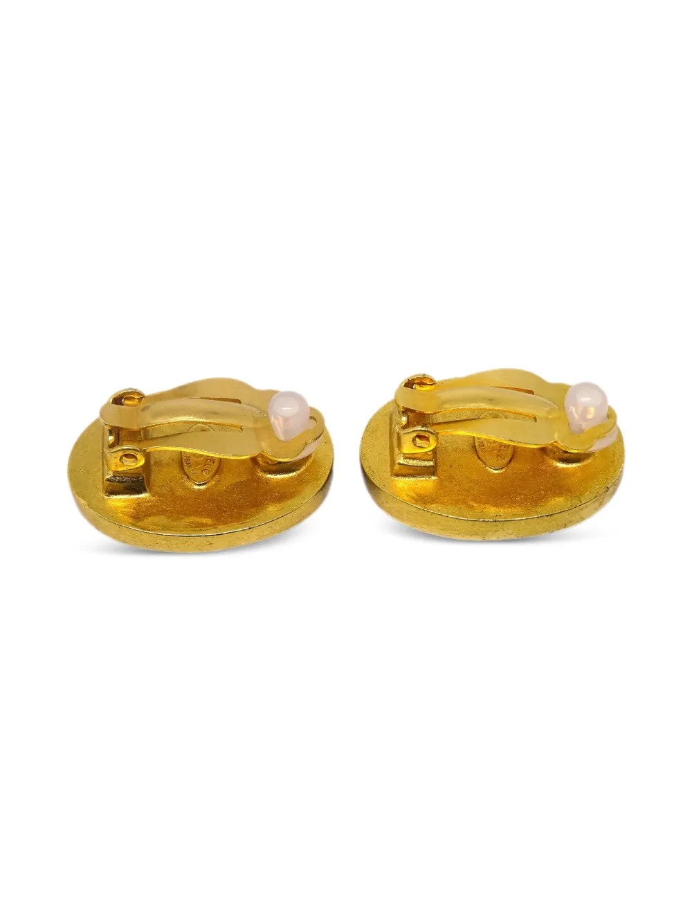 Pre-owned Chanel 1995 Oval Earrings In Gold