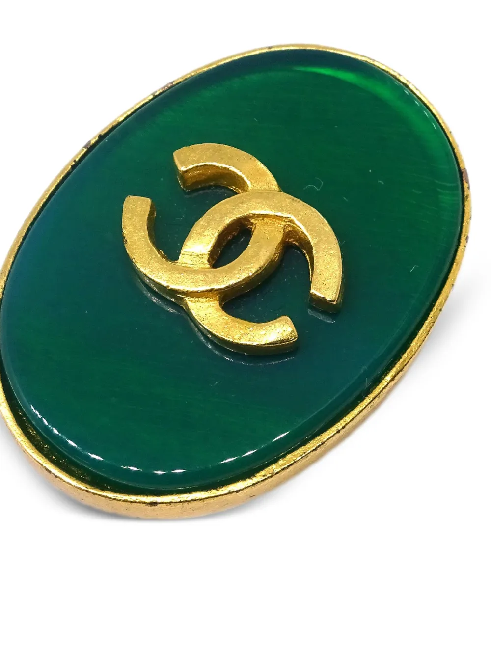 Pre-owned Chanel 1995 Oval Earrings In Gold
