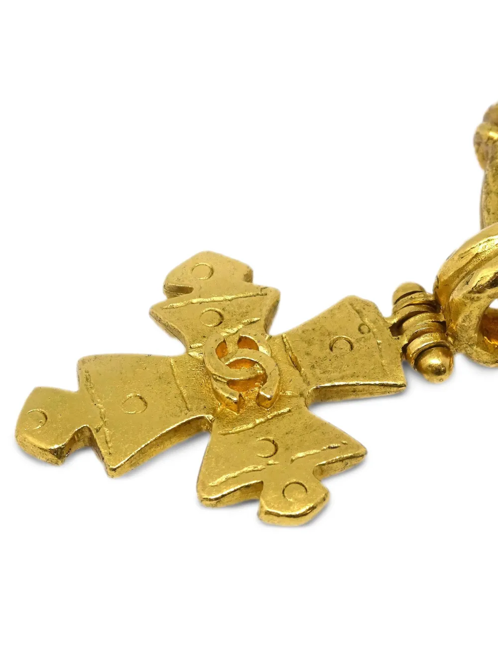 Pre-owned Chanel 1994 Cross Brooch In Gold