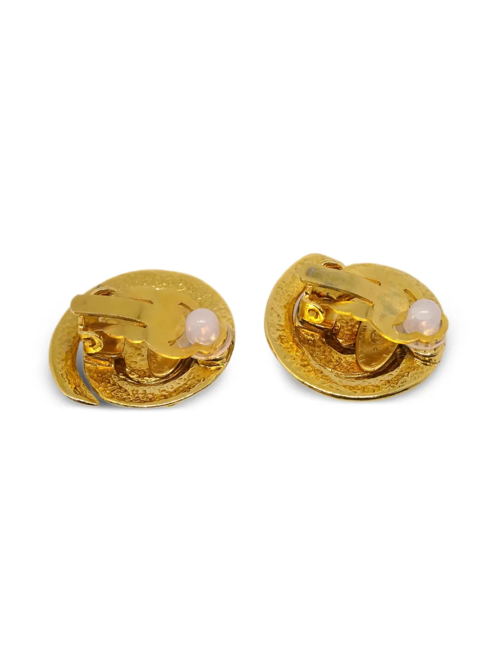 Pre-owned Chanel 1995 Button Earrings In Gold