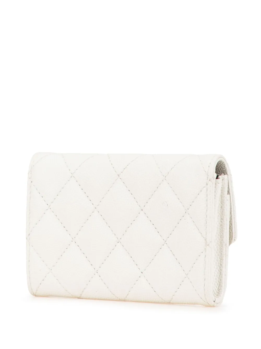 CHANEL 2021-2024 CC QUILTED CAVIAR COMPACT FLAP WALLET SMALL WALLETS