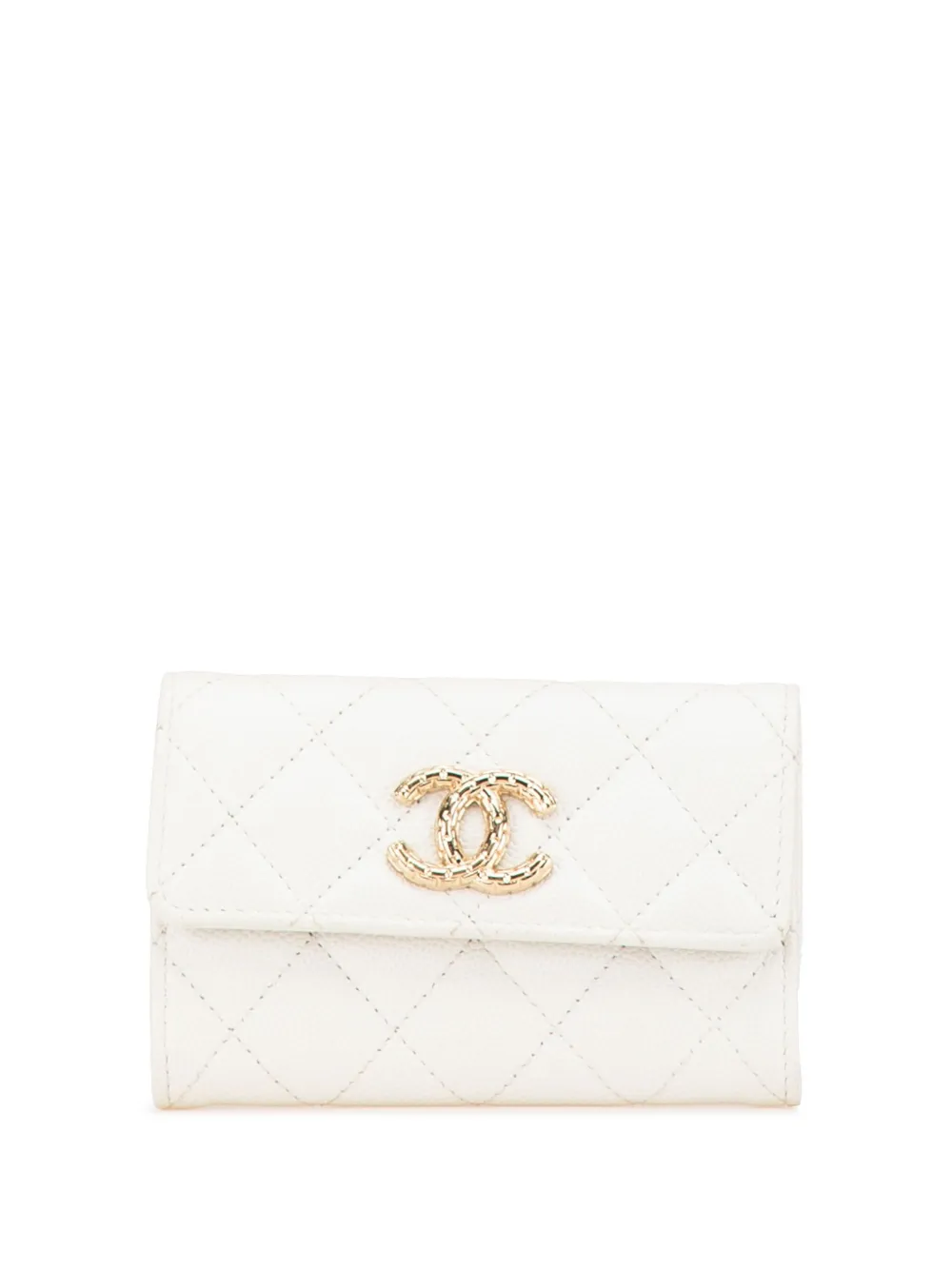 CHANEL 2021-2024 CC QUILTED CAVIAR COMPACT FLAP WALLET SMALL WALLETS