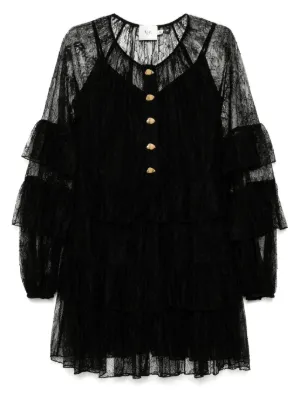 Patou ラッフル ミニシャツドレス | ブラック | FARFETCH JP