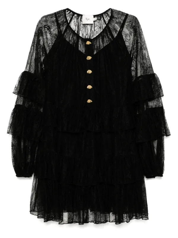 blue dress for baby girl Aje - Adelia Ruffle Midi Dress Black (Size 12) – Goldie's main image 0