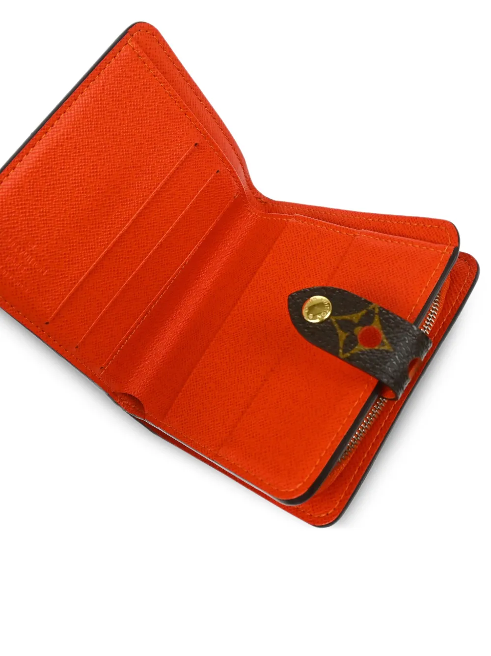 Pre-owned Louis Vuitton 2006 Monogram-perforated Compact Wallet In Brown