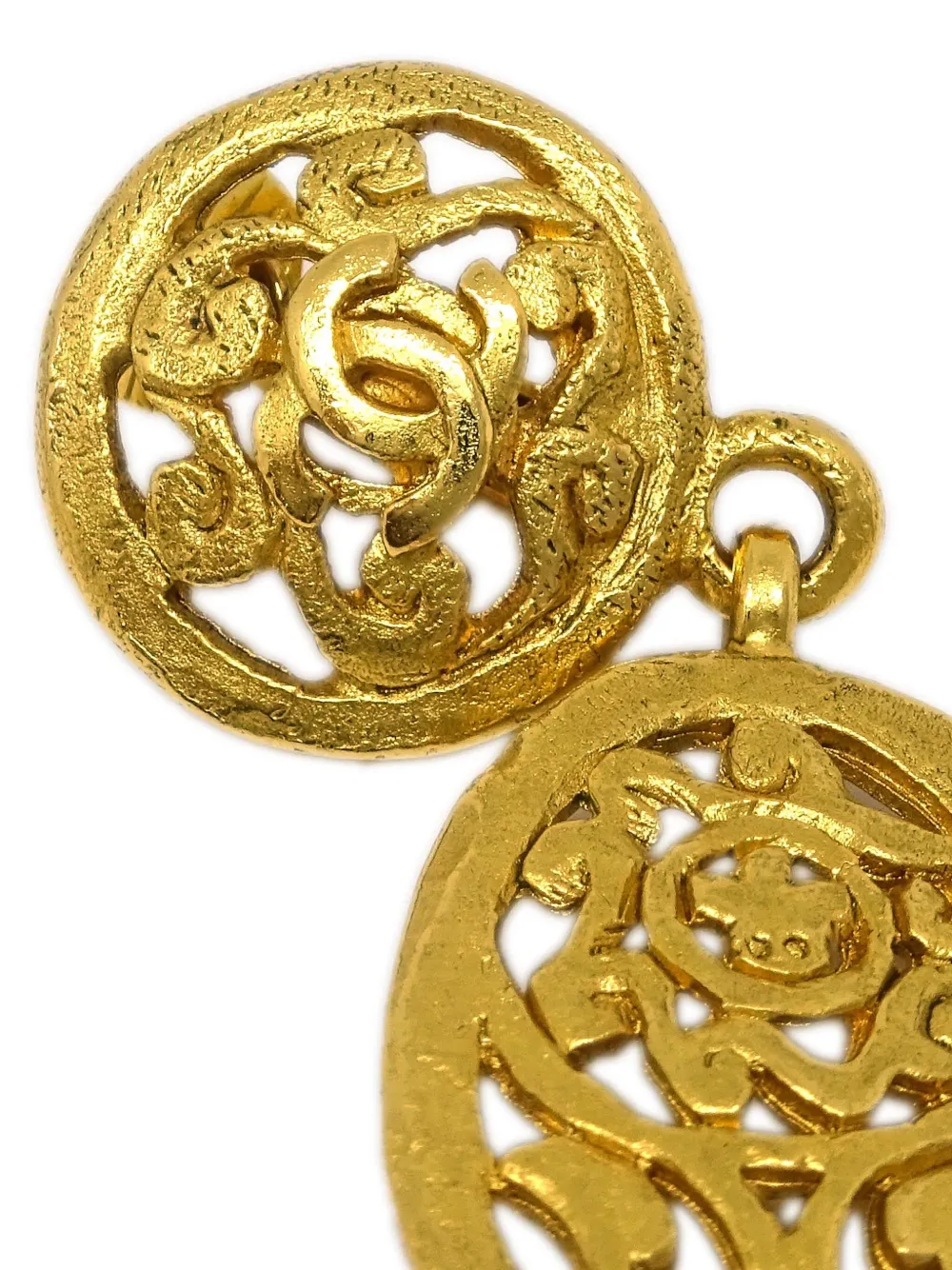 Pre-owned Chanel 1995 Interlocking Cc Earrings In Gold
