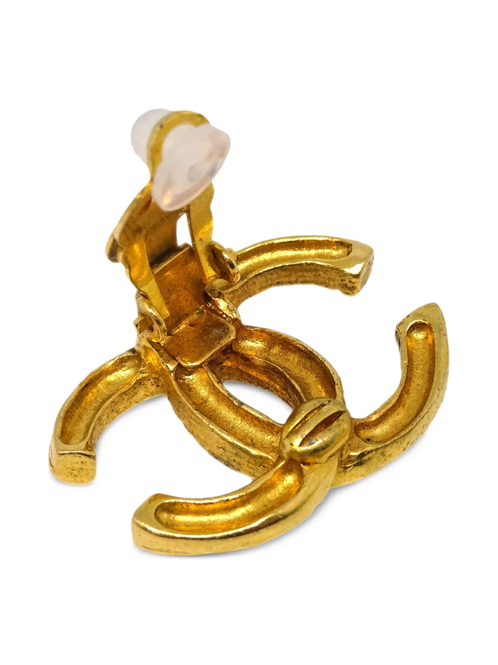 Pre-owned Chanel 1990-2000s Interlocking Cc Earrings In Gold