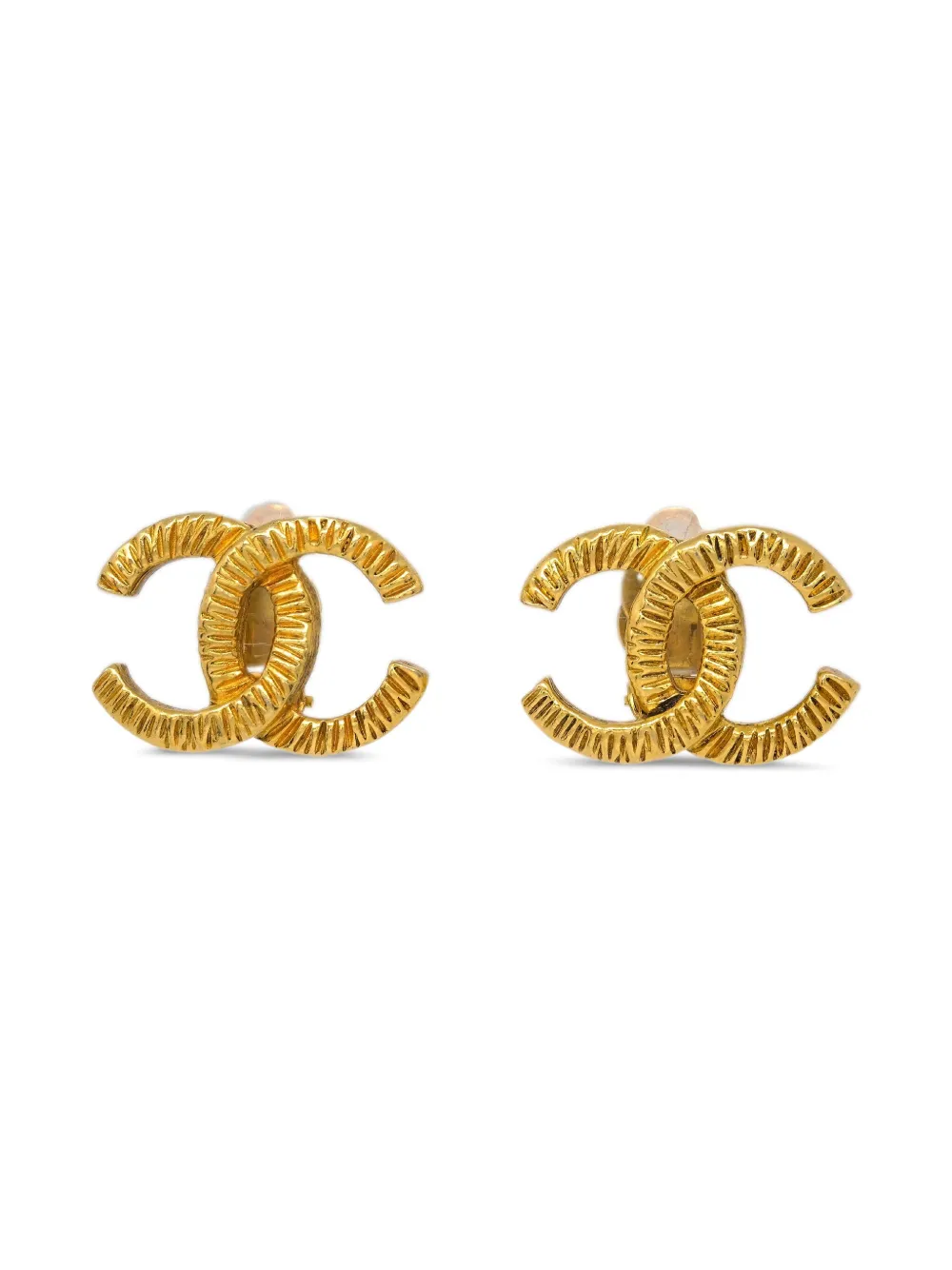 CHANEL Pre-Owned 1990-2000s Interlocking CC earrings | Gold | Image 1
