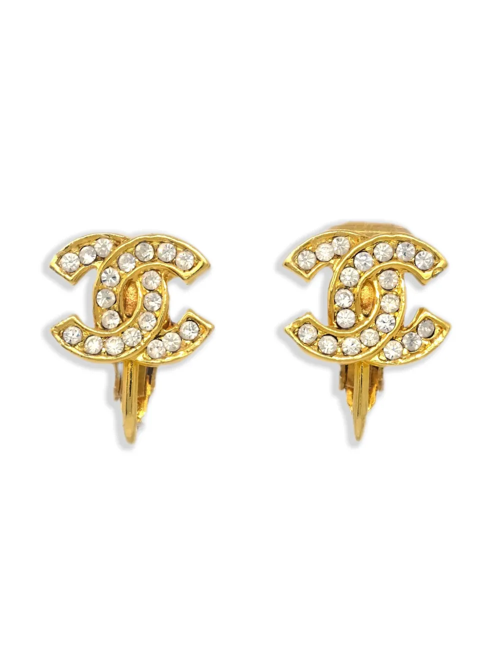 CHANEL Pre-Owned 1990-2000s Interlocking CC earrings | Gold | Image 1