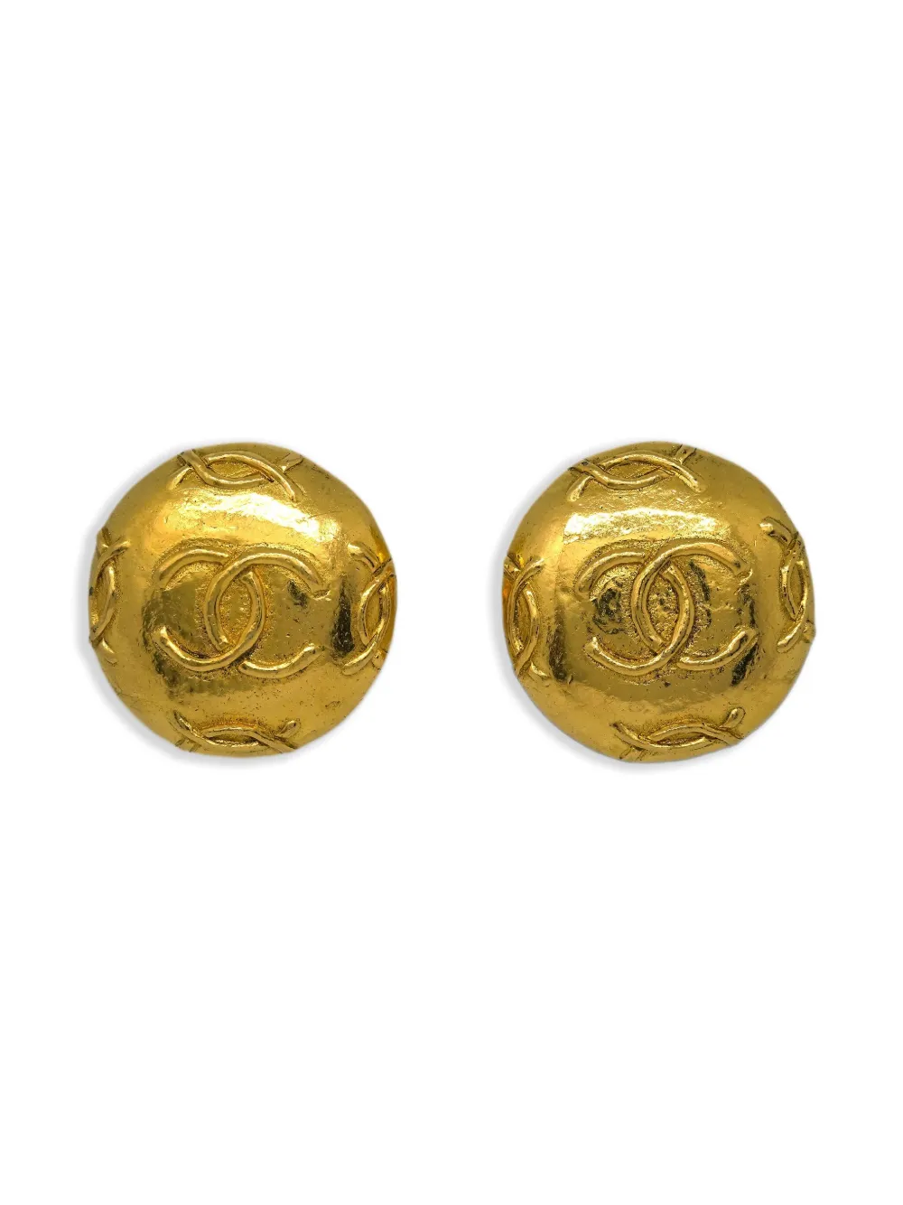 Pre-owned Chanel 1990-2000s Button Earrings In Gold