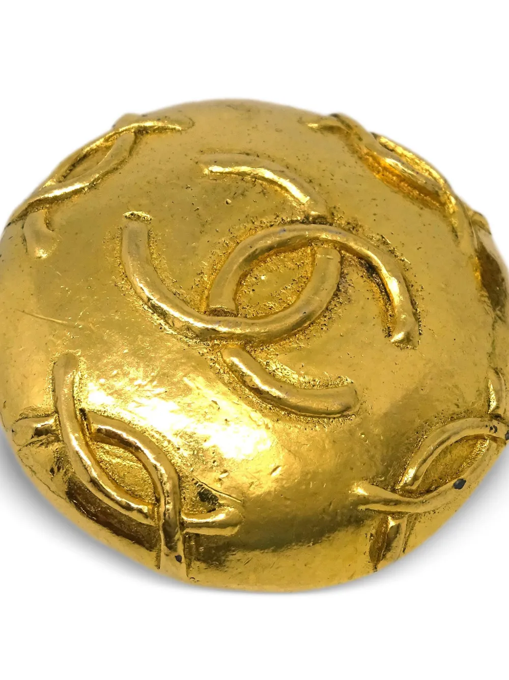 Pre-owned Chanel 1990-2000s Button Earrings In Gold