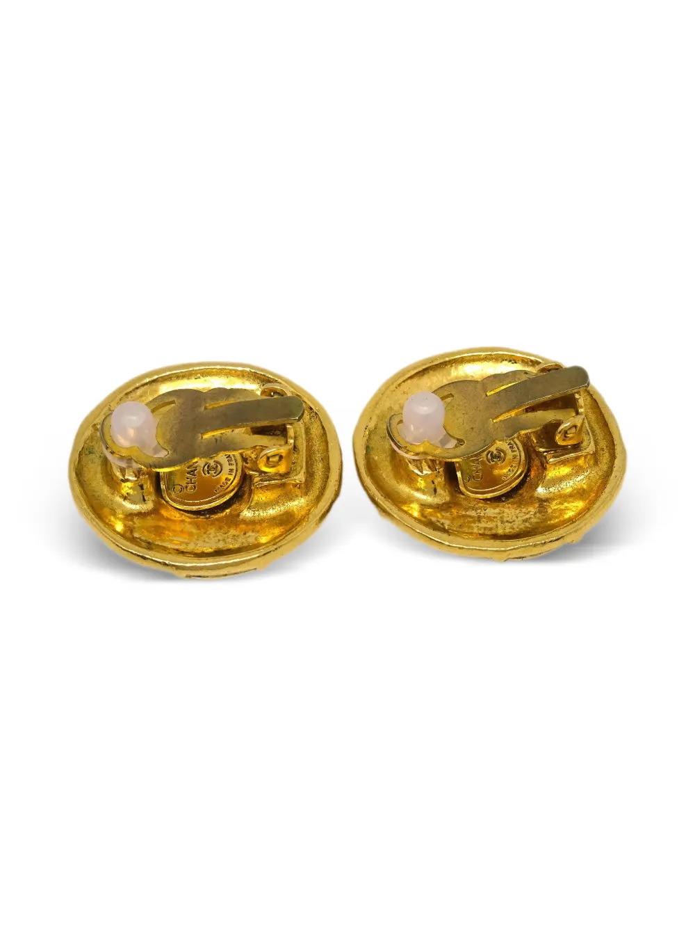 Pre-owned Chanel 1990-2000s Button Earrings In Gold