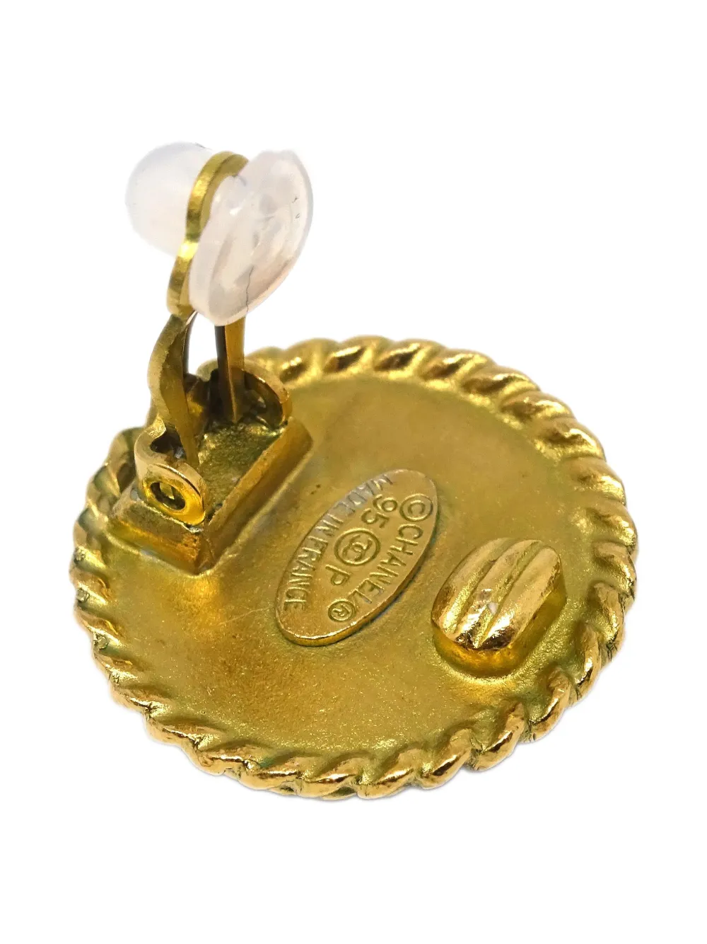 Pre-owned Chanel 1995 Button Earrings In Gold