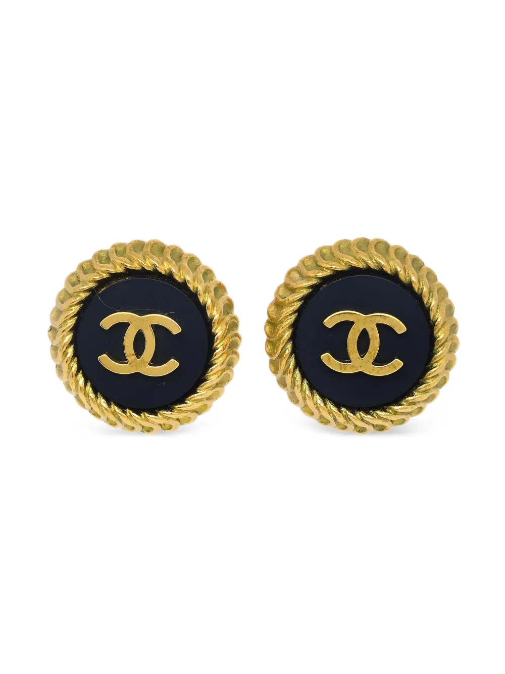 Pre-owned Chanel 1995 Button Earrings In Gold