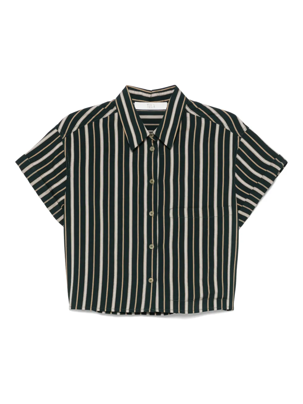 Tela camisa con rayas estampadas | verde | Image 1