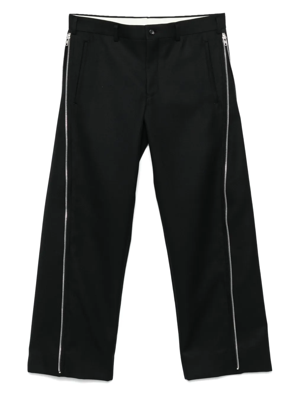 wool zip-detail trousers
