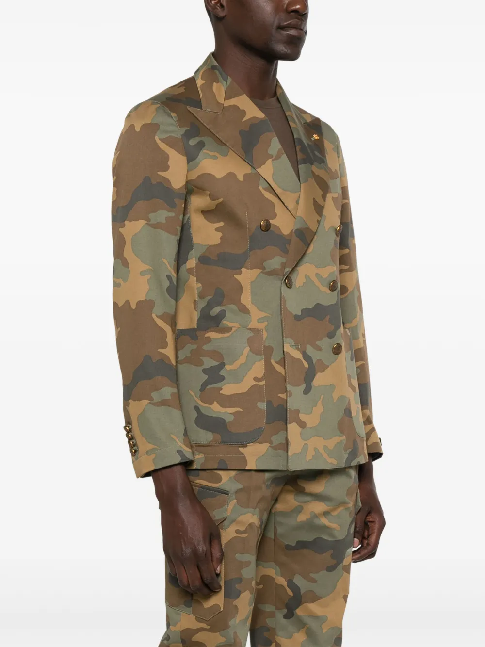 Tagliatore Blazer met camouflageprint Bruin