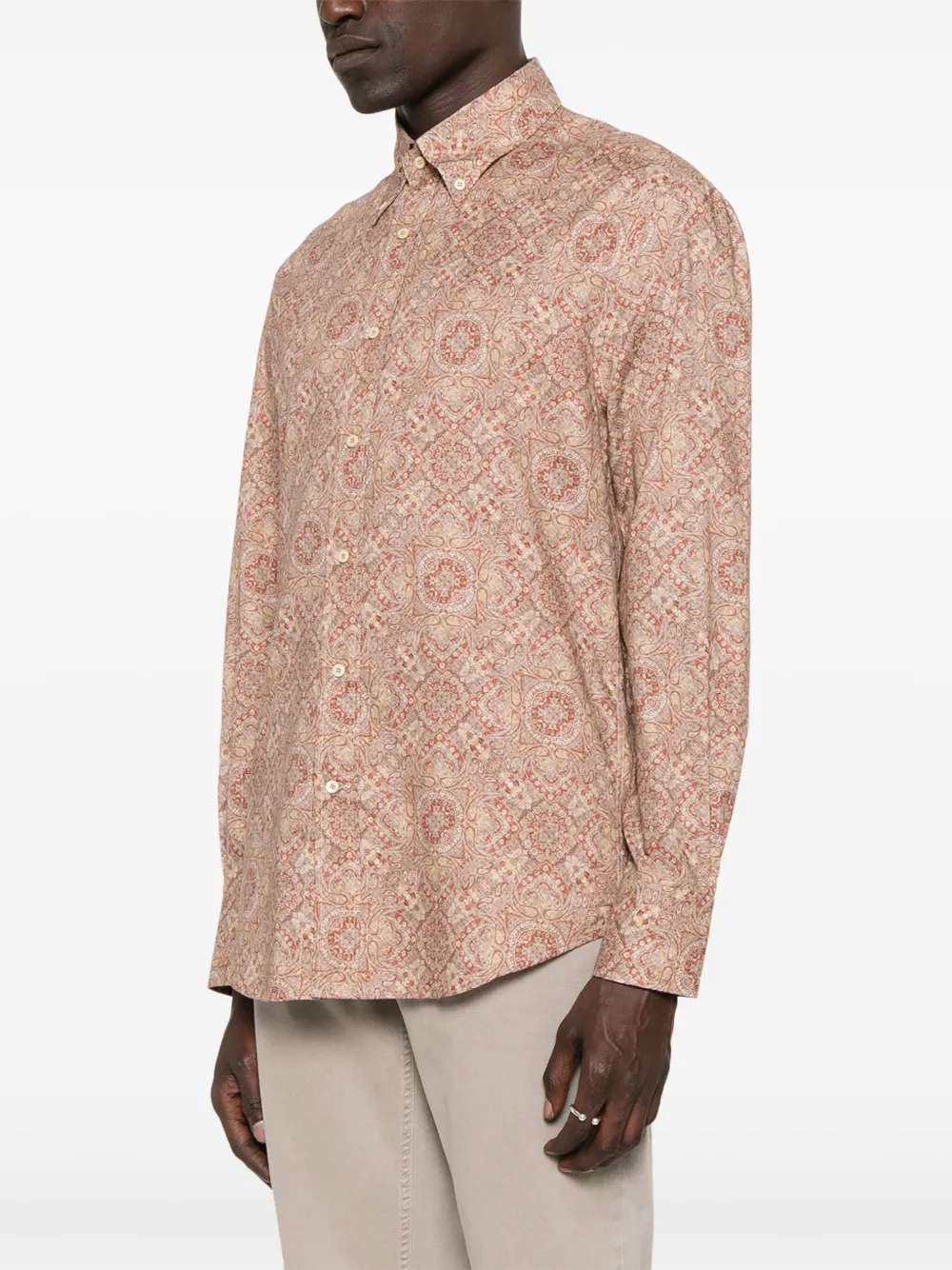 Brunello Cucinelli Overhemd met paisley-print Bruin